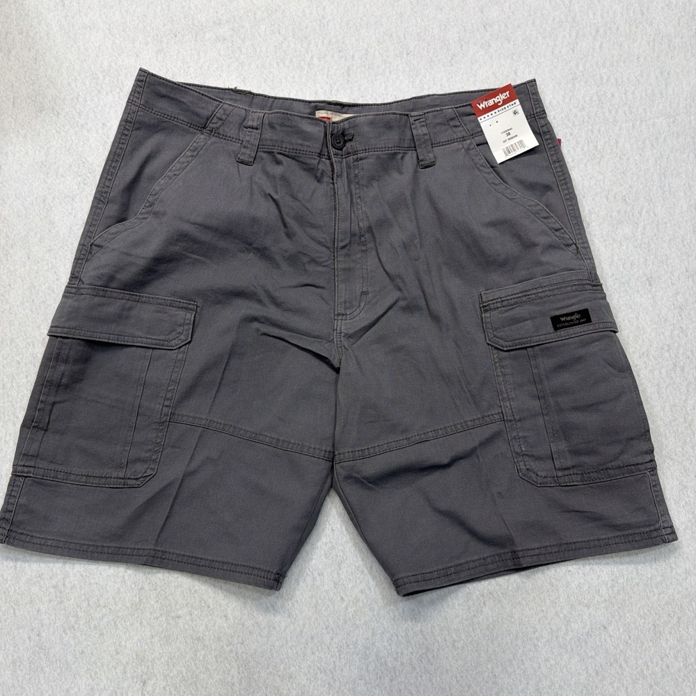 Wrangler Cargo Shorts Mens 38 Relaxed Fit Cotton Gray Outdoors Trail Casual NEW